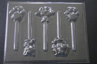 353sp Blue Dog Friends Chocolate or Hard Candy Lollipop Mold